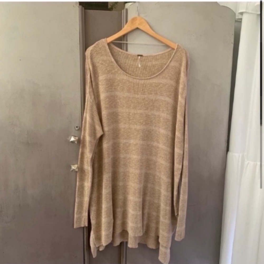 Free People Beige Oversized Knit Women's Sweater Dress - Picture 2 of 11